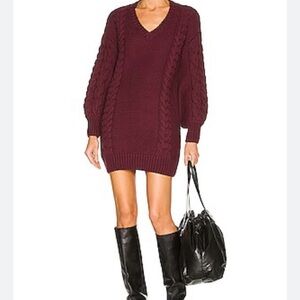 Women's Burgundy Cable Knit Sweater